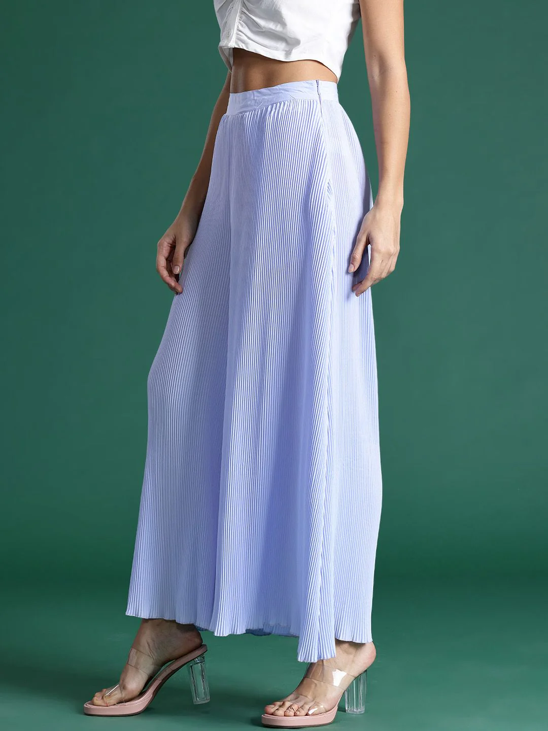 DressBerry Women Accordion Pleats Flared Palazzos - Image 3