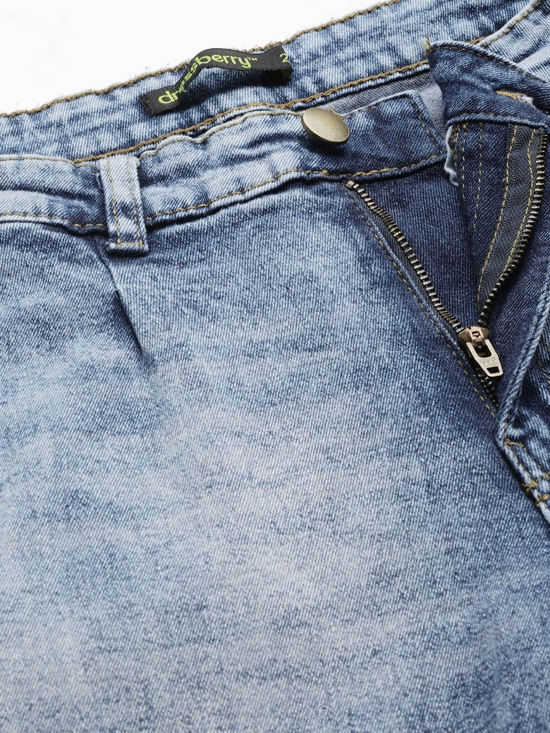 DressBerry Women Blue Heavy Fade Mom Fit Jeans - Image 6
