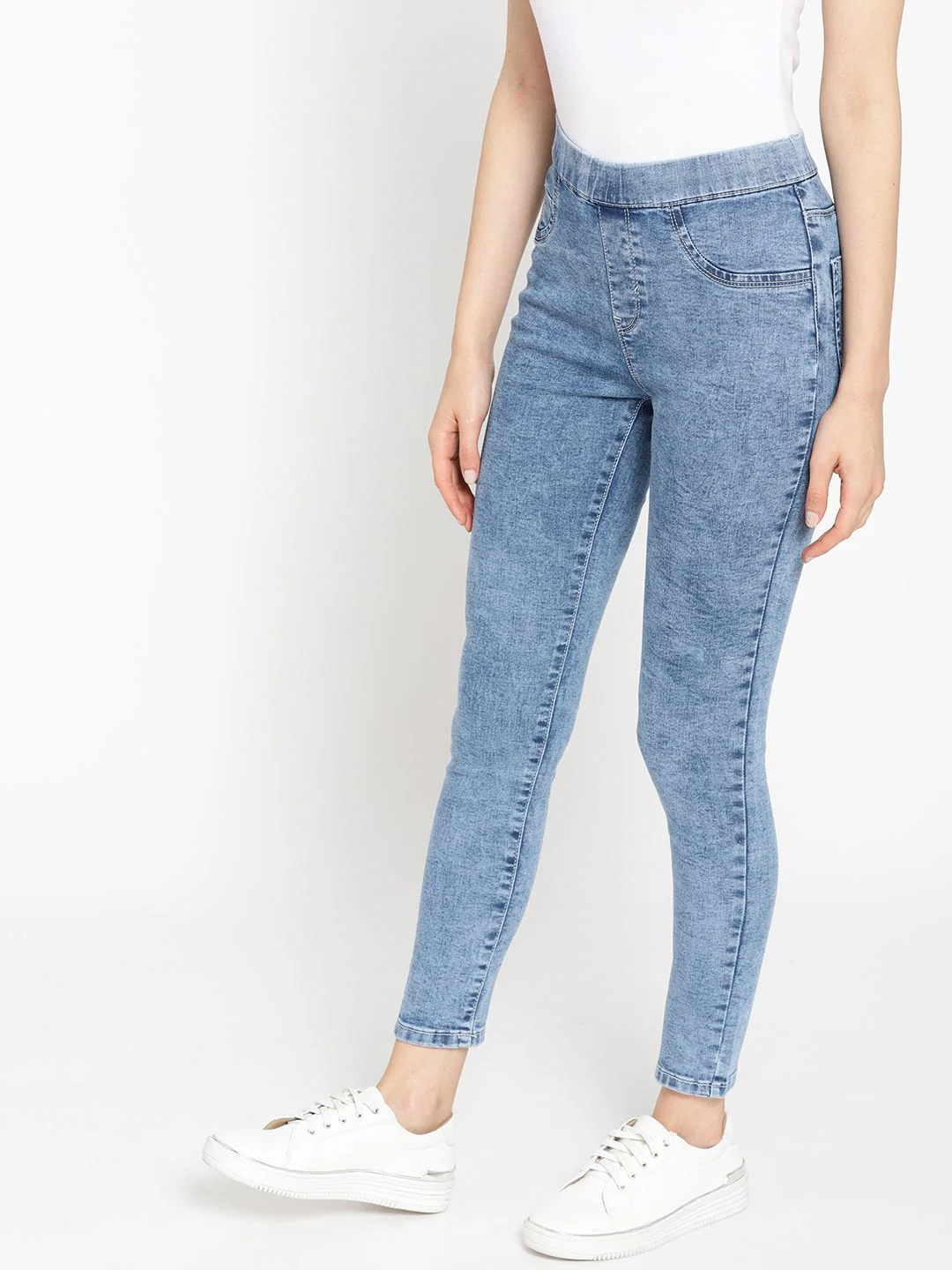 DressBerry Women Blue Super Skinny Fit Washed Jeggings - Image 2