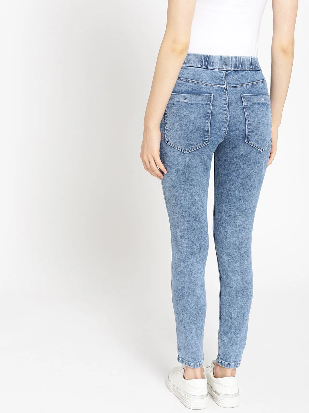 DressBerry Women Blue Super Skinny Fit Washed Jeggings - Image 3