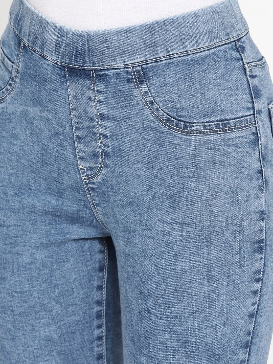 DressBerry Women Blue Super Skinny Fit Washed Jeggings - Image 5
