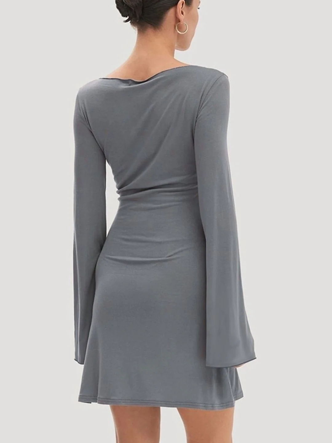 DressBerry Women Boat Neck Bell Sleeves Bodycon Dress - Image 3