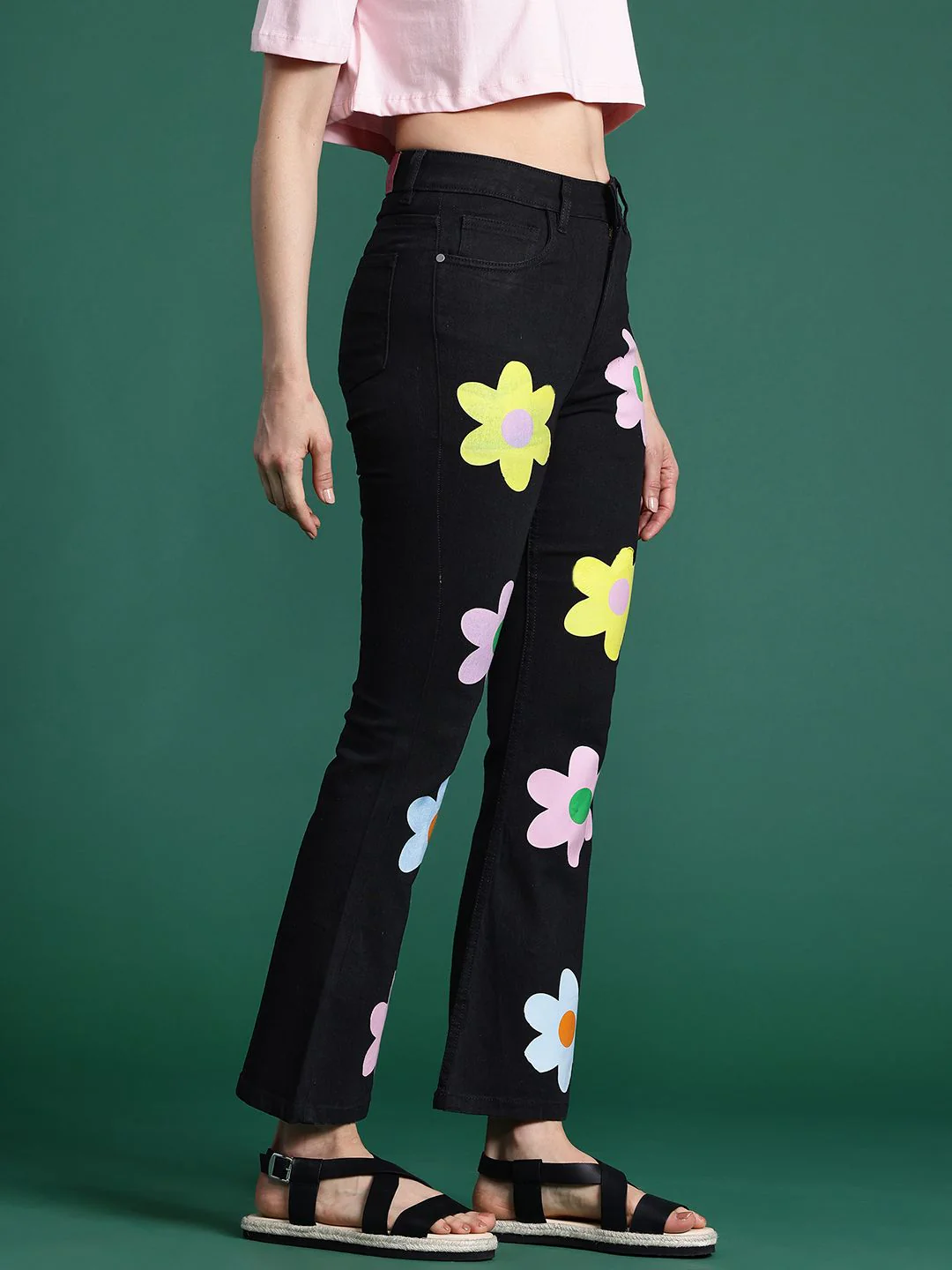 DressBerry Women Bootcut Cut Floral Printed Stretchable Jeans - Image 3