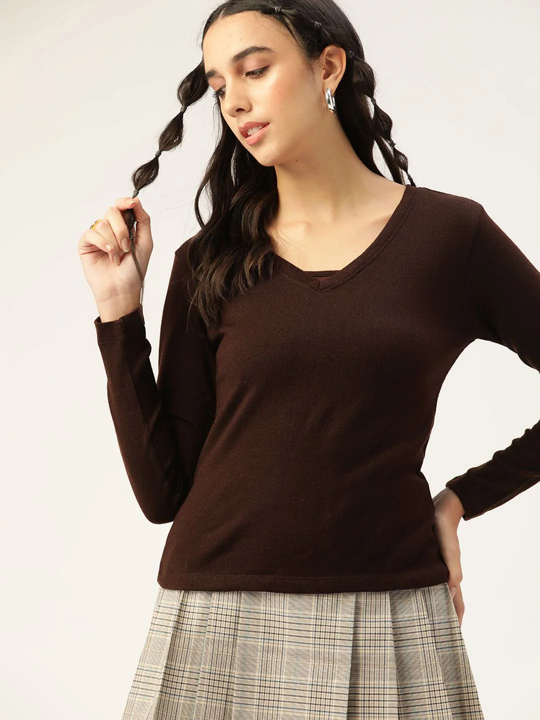 DressBerry Women Brown Solid Pullover - Image 3