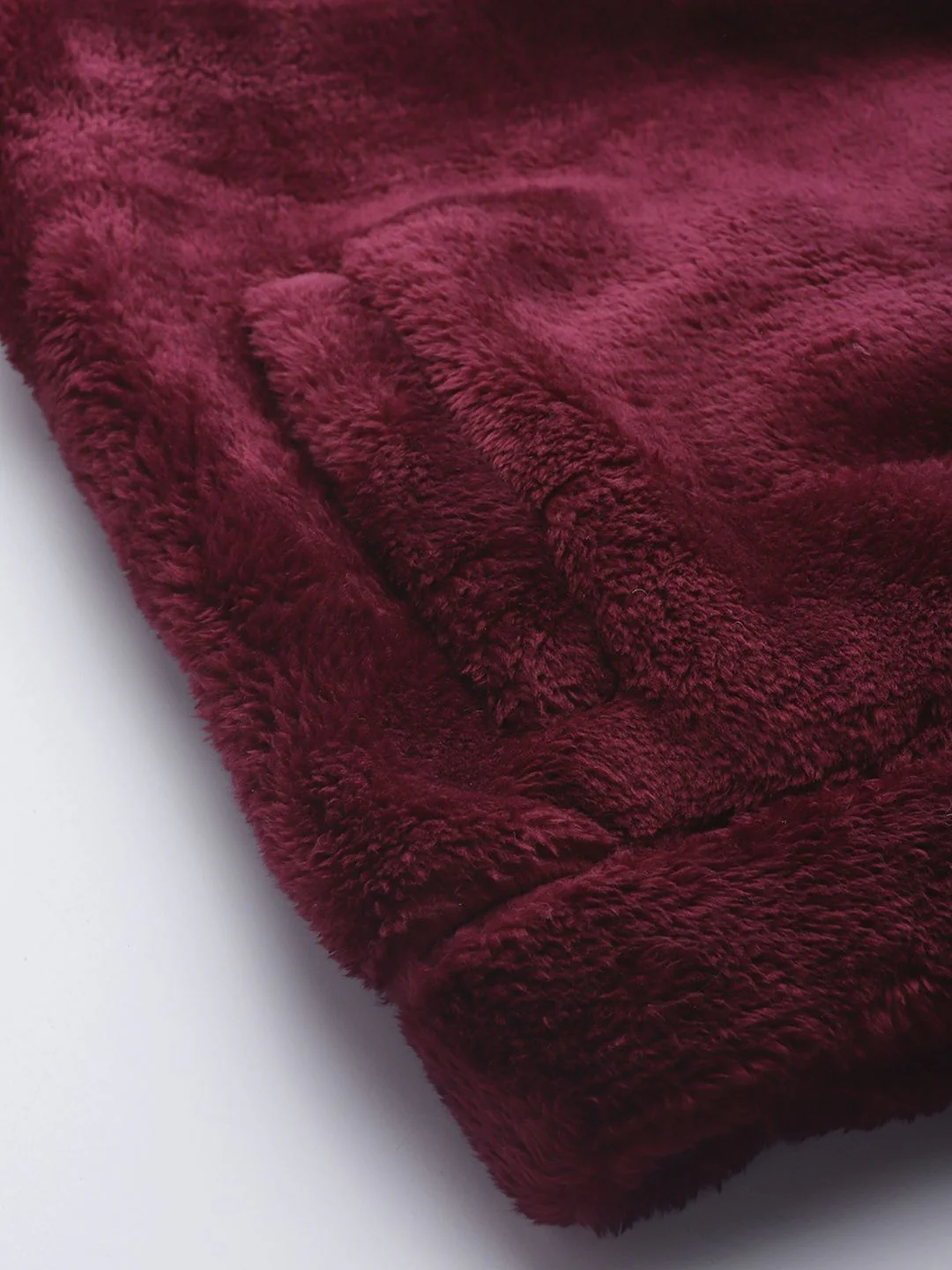 DressBerry Women Burgundy & Navy Blue Faux Fur Colourblocked Sherpa Jacket - Image 6
