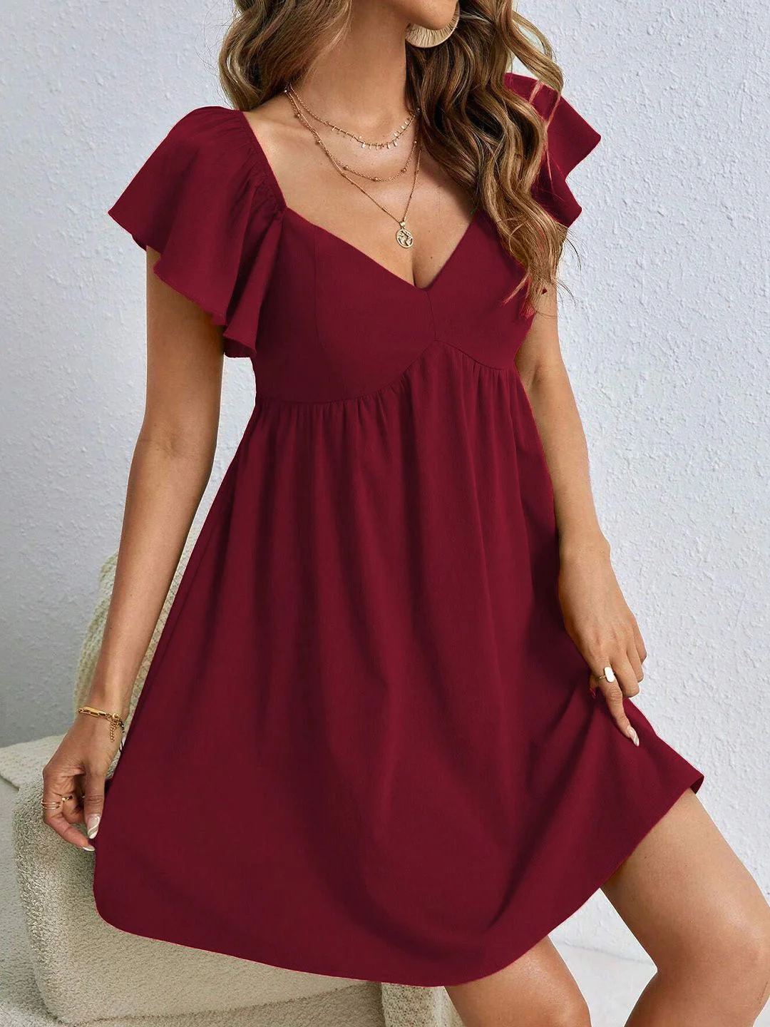 DressBerry Women Flutter Sleeve Empire Mini Dress - Image 5