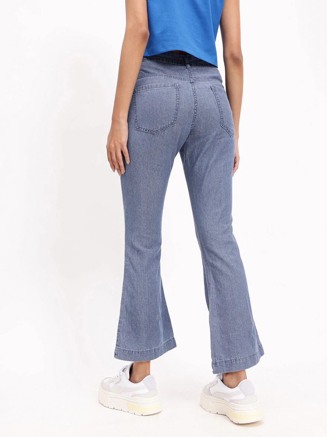 DressBerry Women Fresh And Modern Distressed Pure Cotton Flared Jeans - Image 4