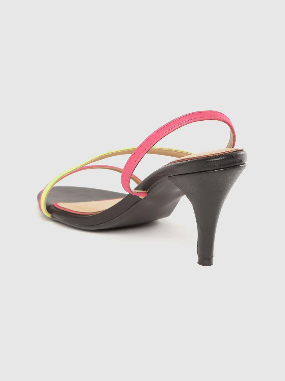 DressBerry Women Fuchsia Pink & Lime Green Colourblocked Strappy Slim Heels - Image 5