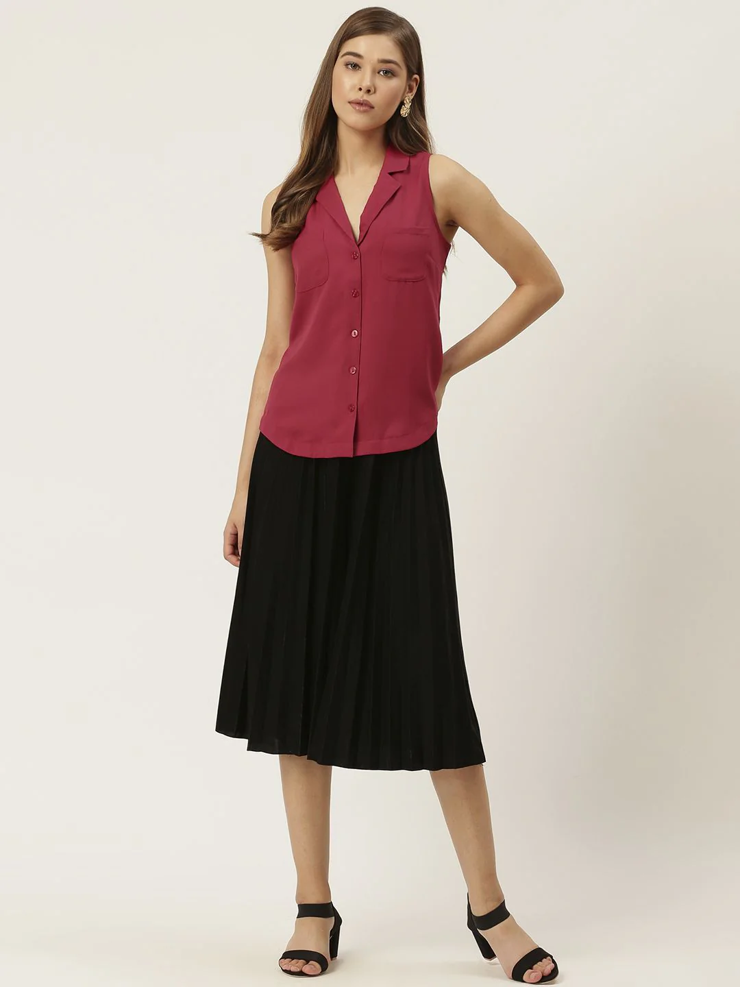 DressBerry Women Fuchsia Regular Fit Solid Casual Shirt - Image 4