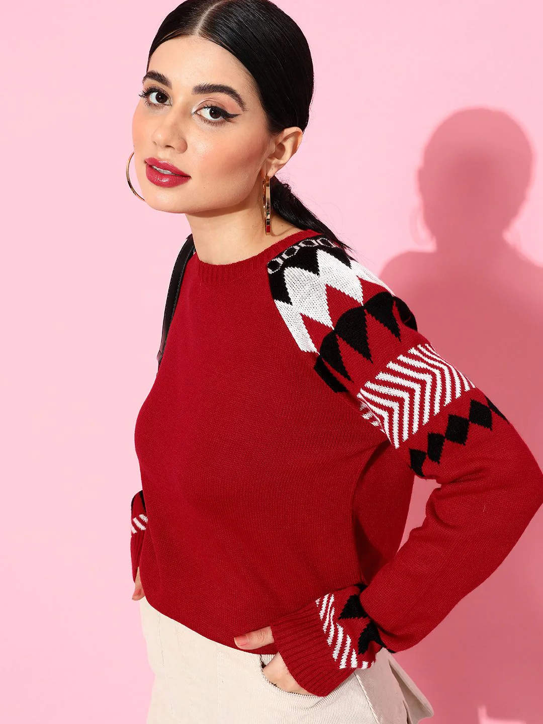 DressBerry Women Geometric Printed Pullover Sweater - Image 2