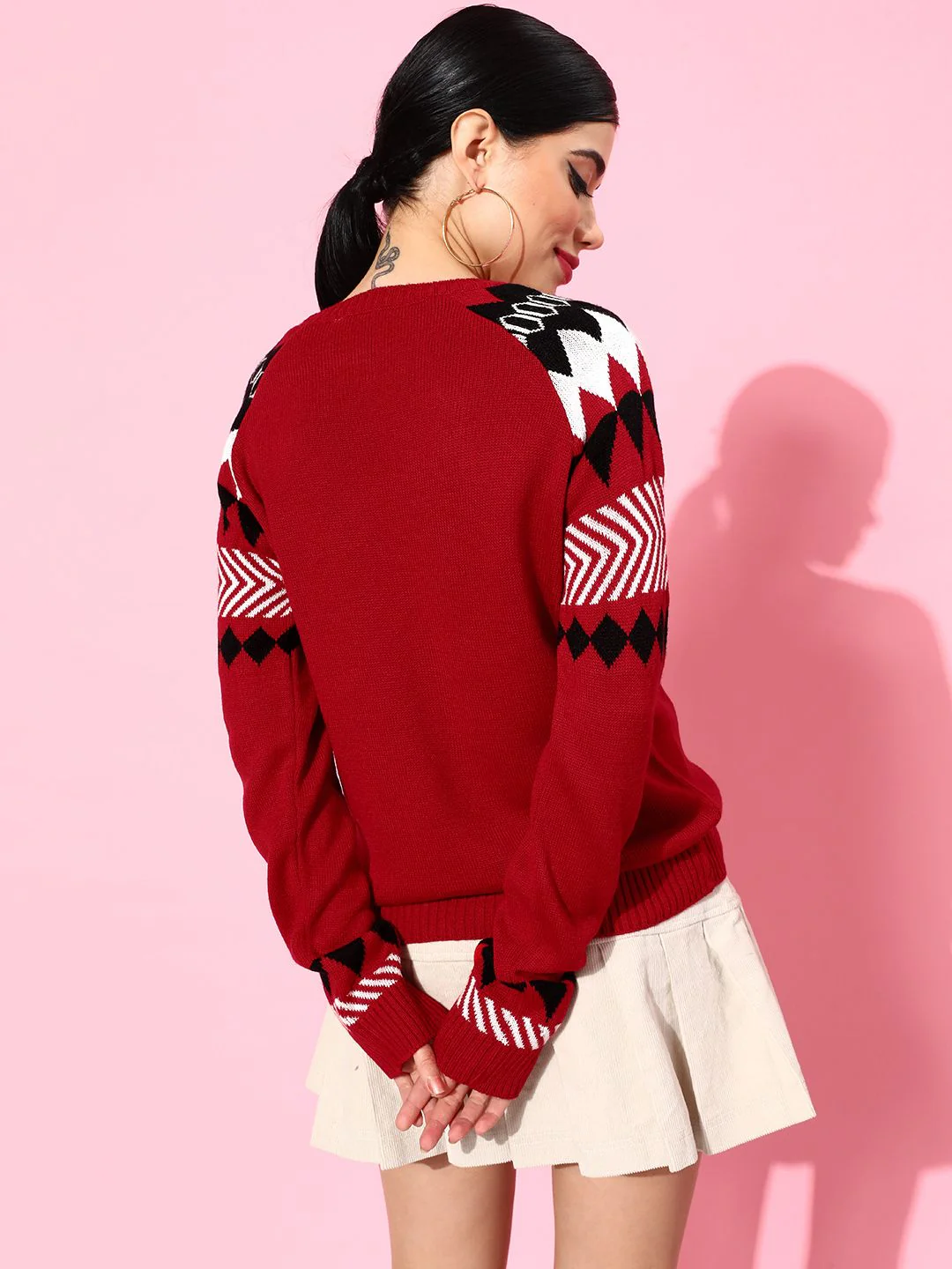 DressBerry Women Geometric Printed Pullover Sweater - Image 5