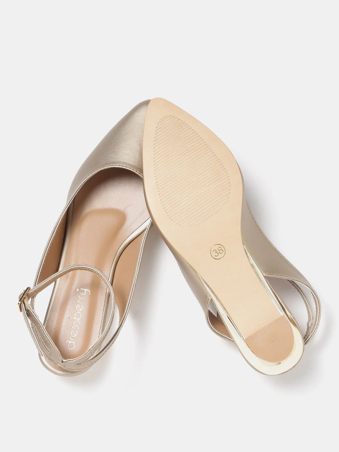 DressBerry Women Gold-Toned Ballerinas - Image 5