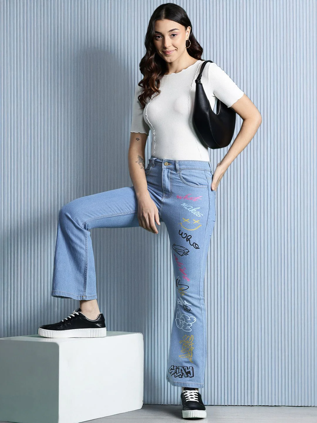 DressBerry Women Graphic Printed Bootcut Fit Stretchable Jeans
