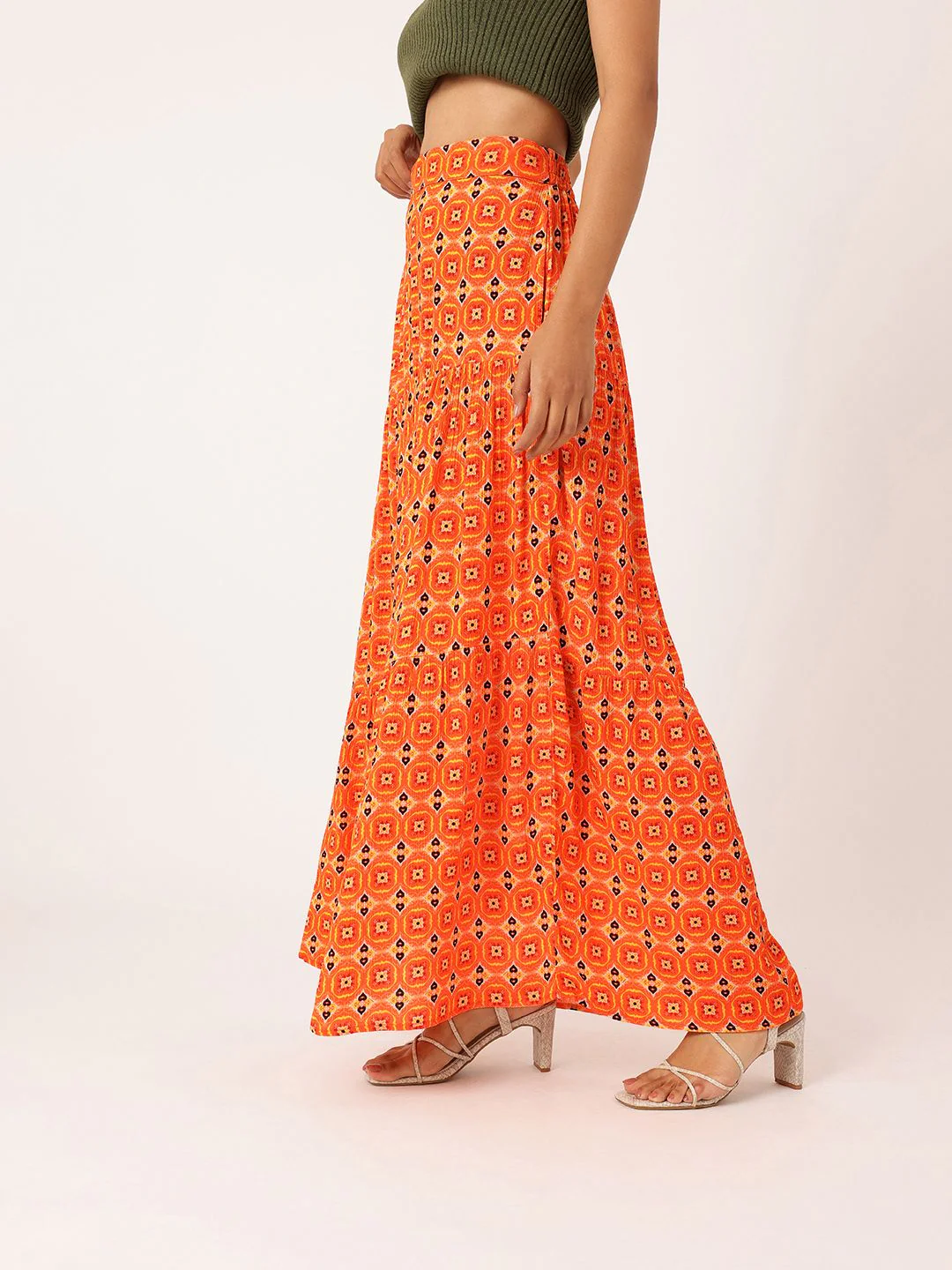 DressBerry Women Heritage Printed Maxi Tiered Skirt - Image 2
