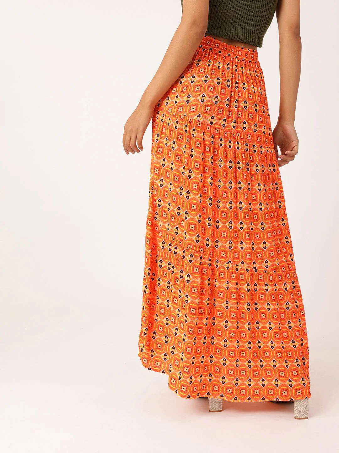 DressBerry Women Heritage Printed Maxi Tiered Skirt - Image 4