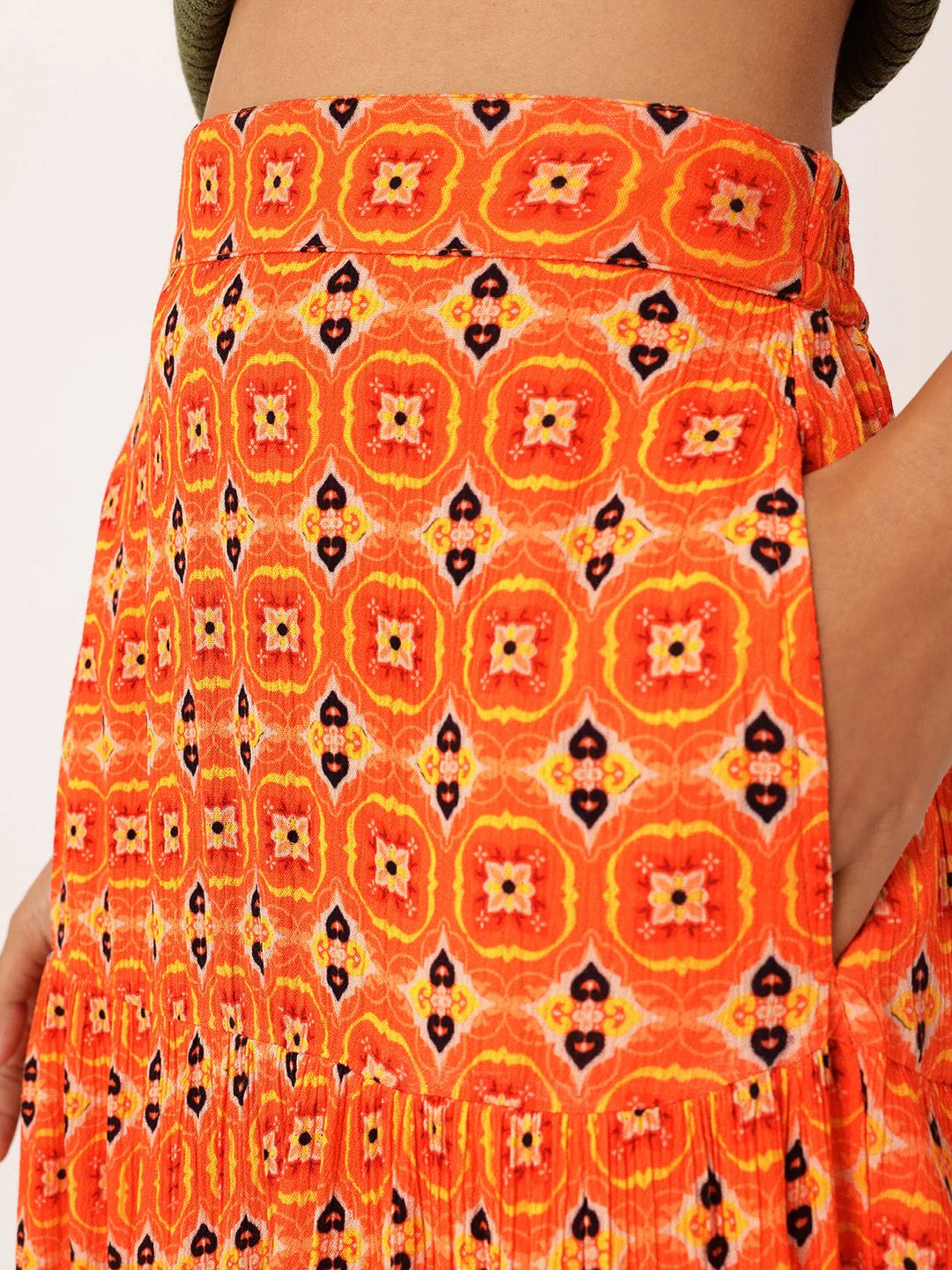 DressBerry Women Heritage Printed Maxi Tiered Skirt - Image 5