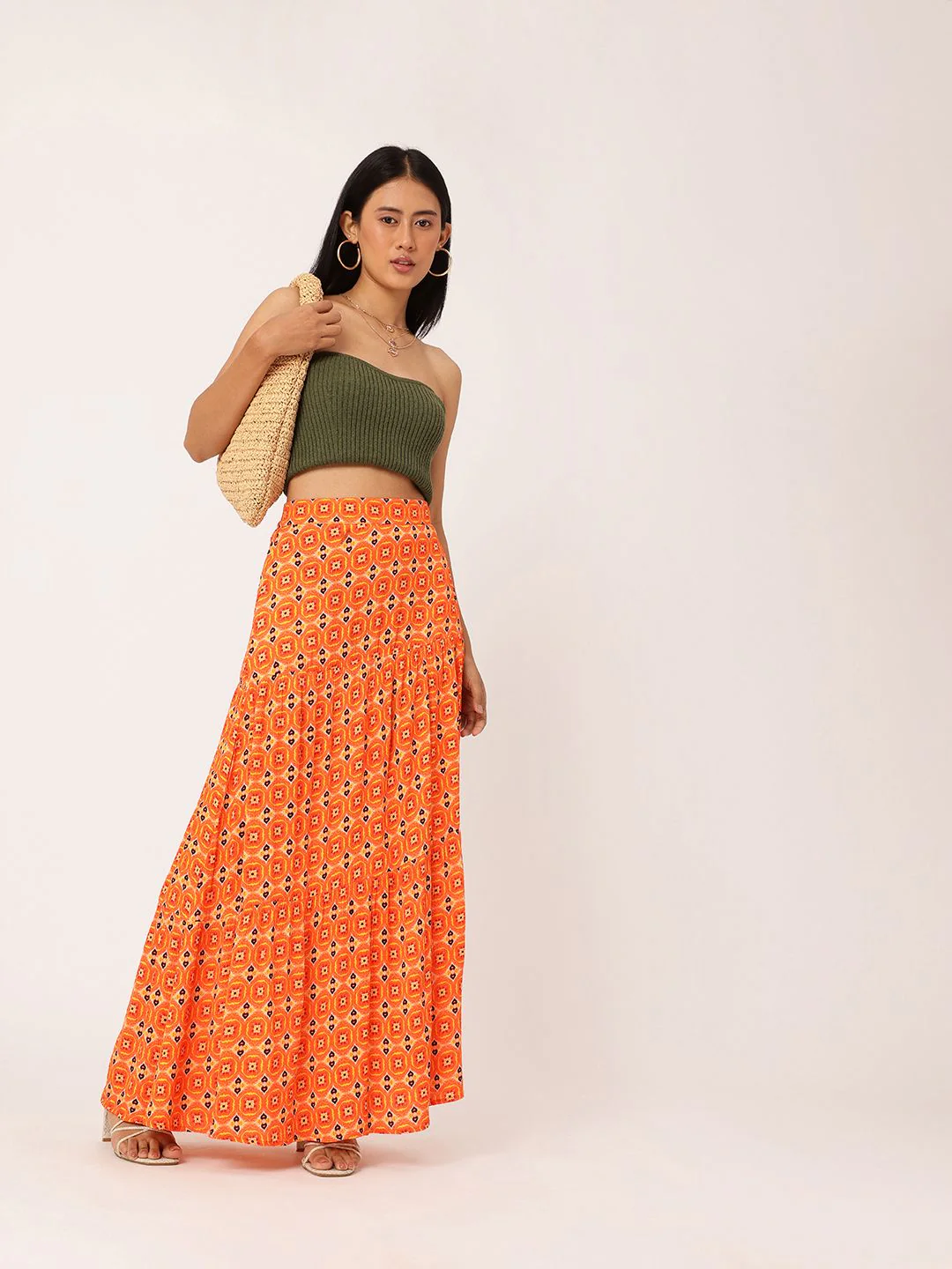 DressBerry Women Heritage Printed Maxi Tiered Skirt - Image 6