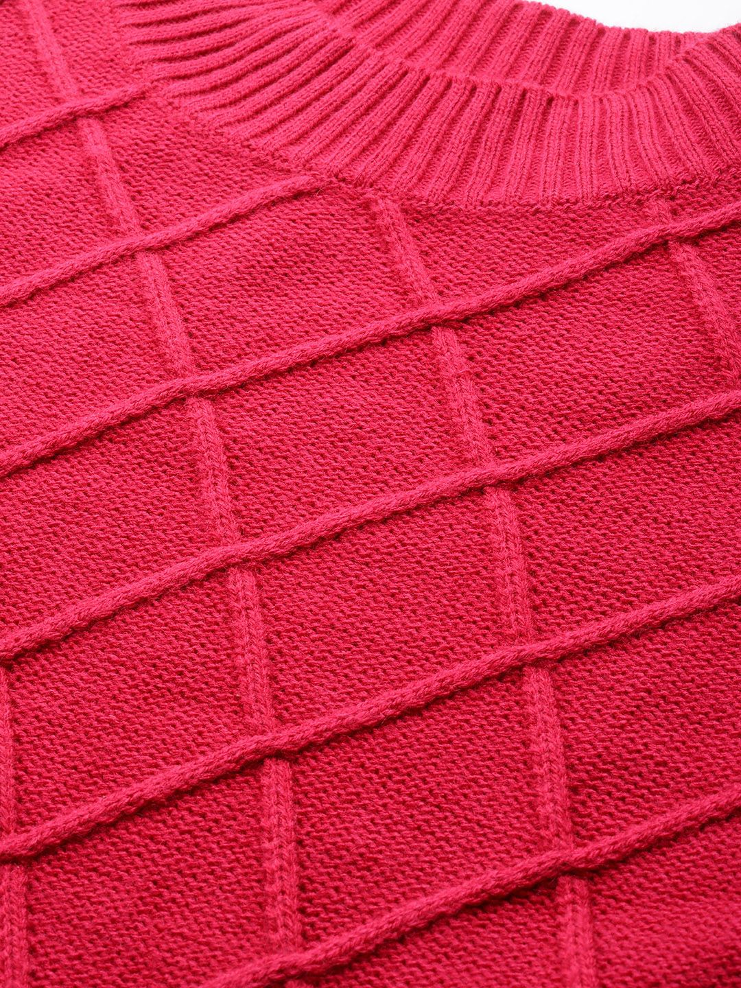 DressBerry Women Magenta Self Design Pullover - Image 2