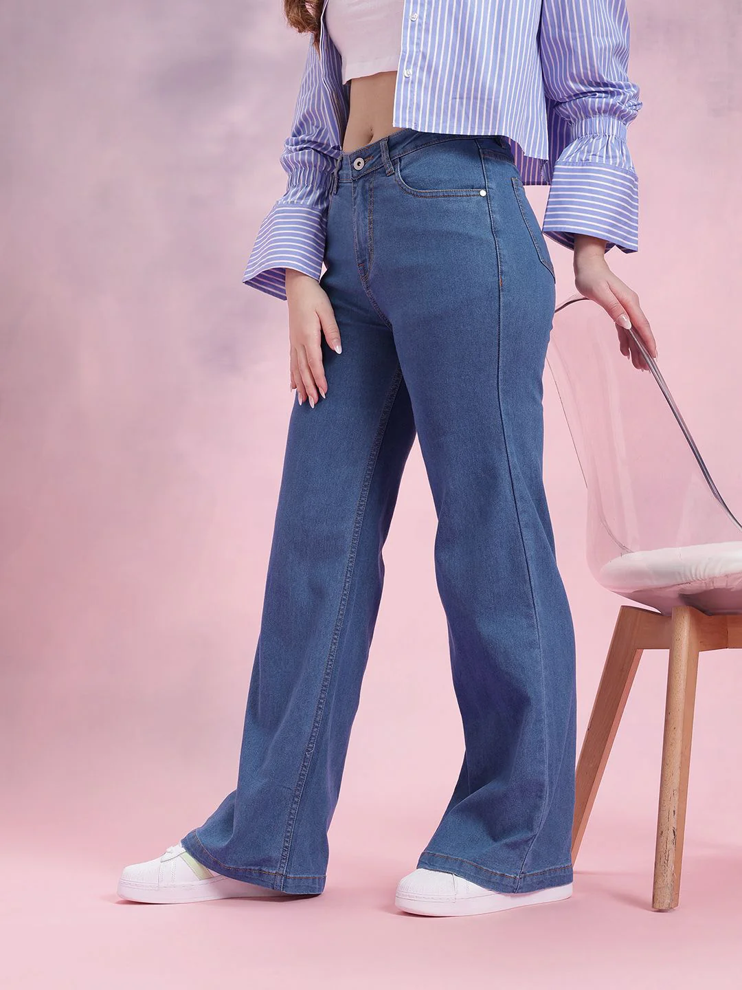 DressBerry Women Mid-Rise Wide Leg Jeans