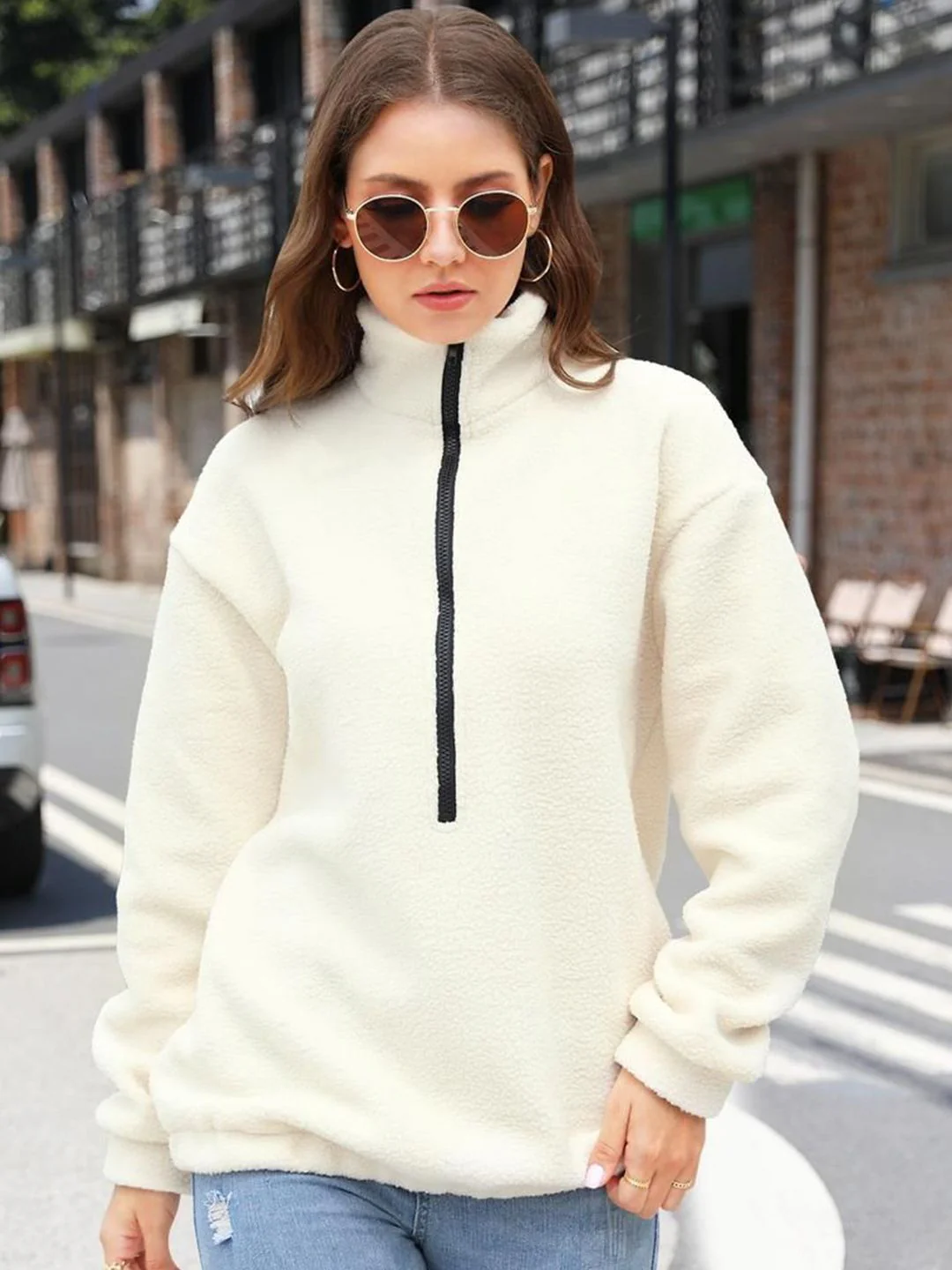 DressBerry Women Mock Collar Sweatshirt - Image 4