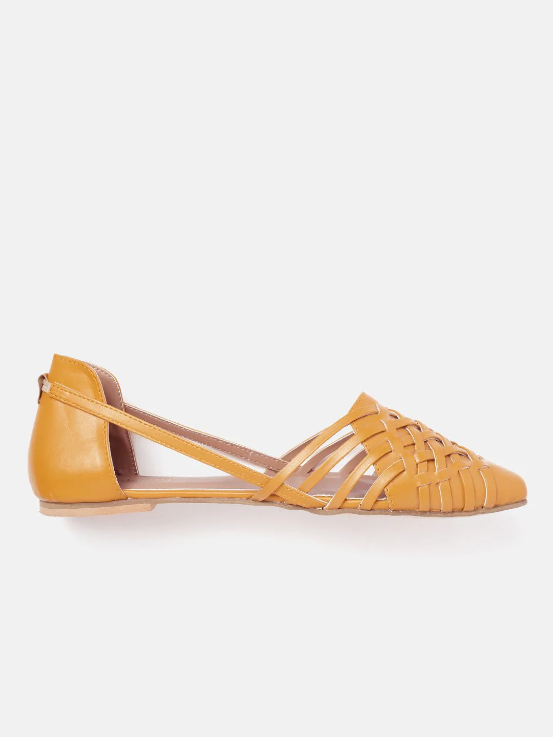 DressBerry Women Mustard Yellow Woven Design Ballerinas - Image 2
