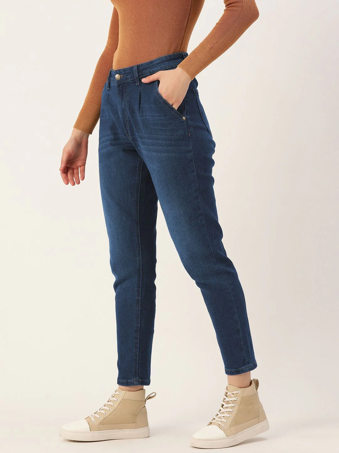 DressBerry Women Navy Blue High-Rise Light Fade Stretchable Jeans - Image 3