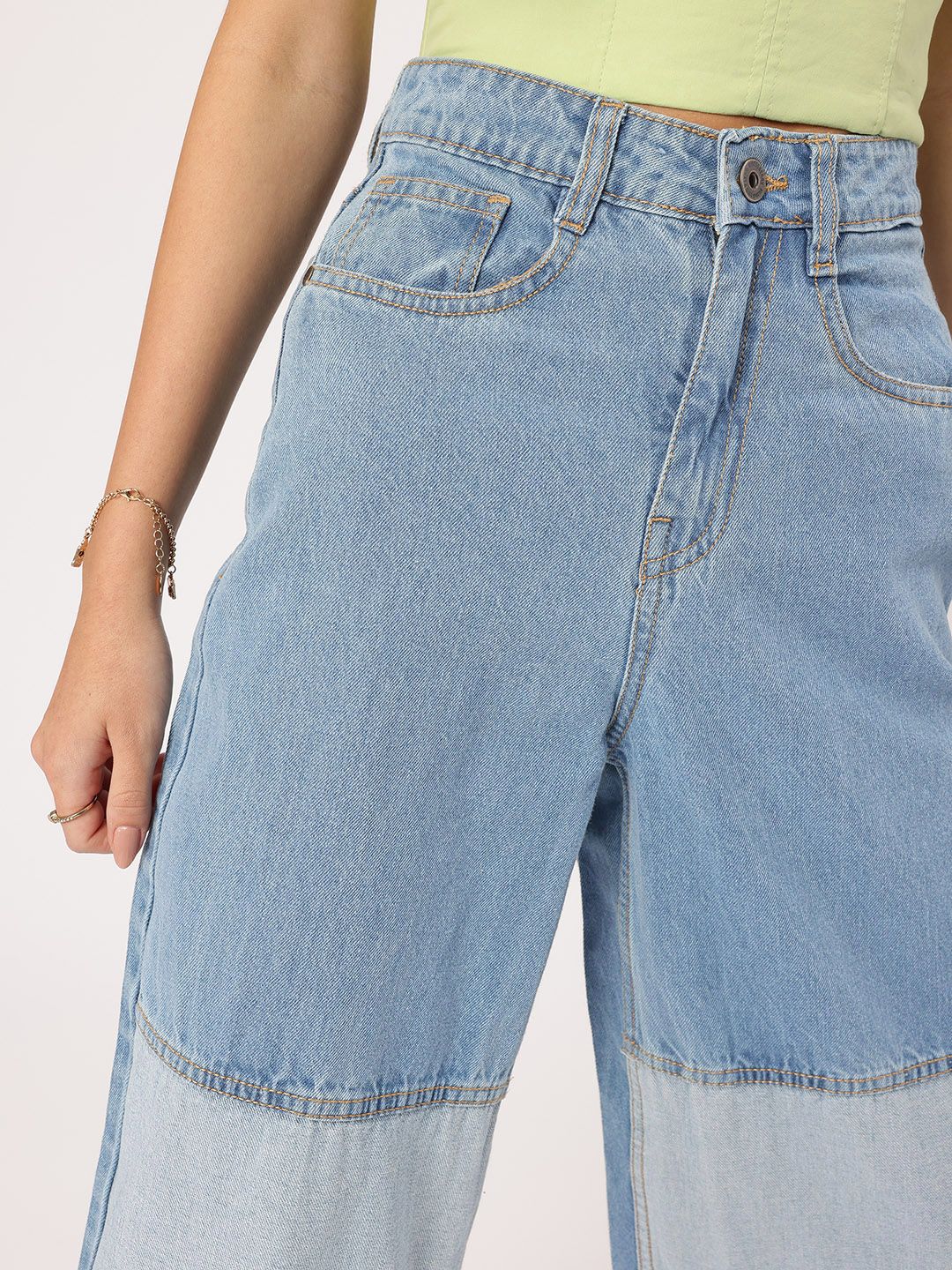 DressBerry Women Next-Gen Blues Colourblocked Baggy Fit Jeans - Image 6