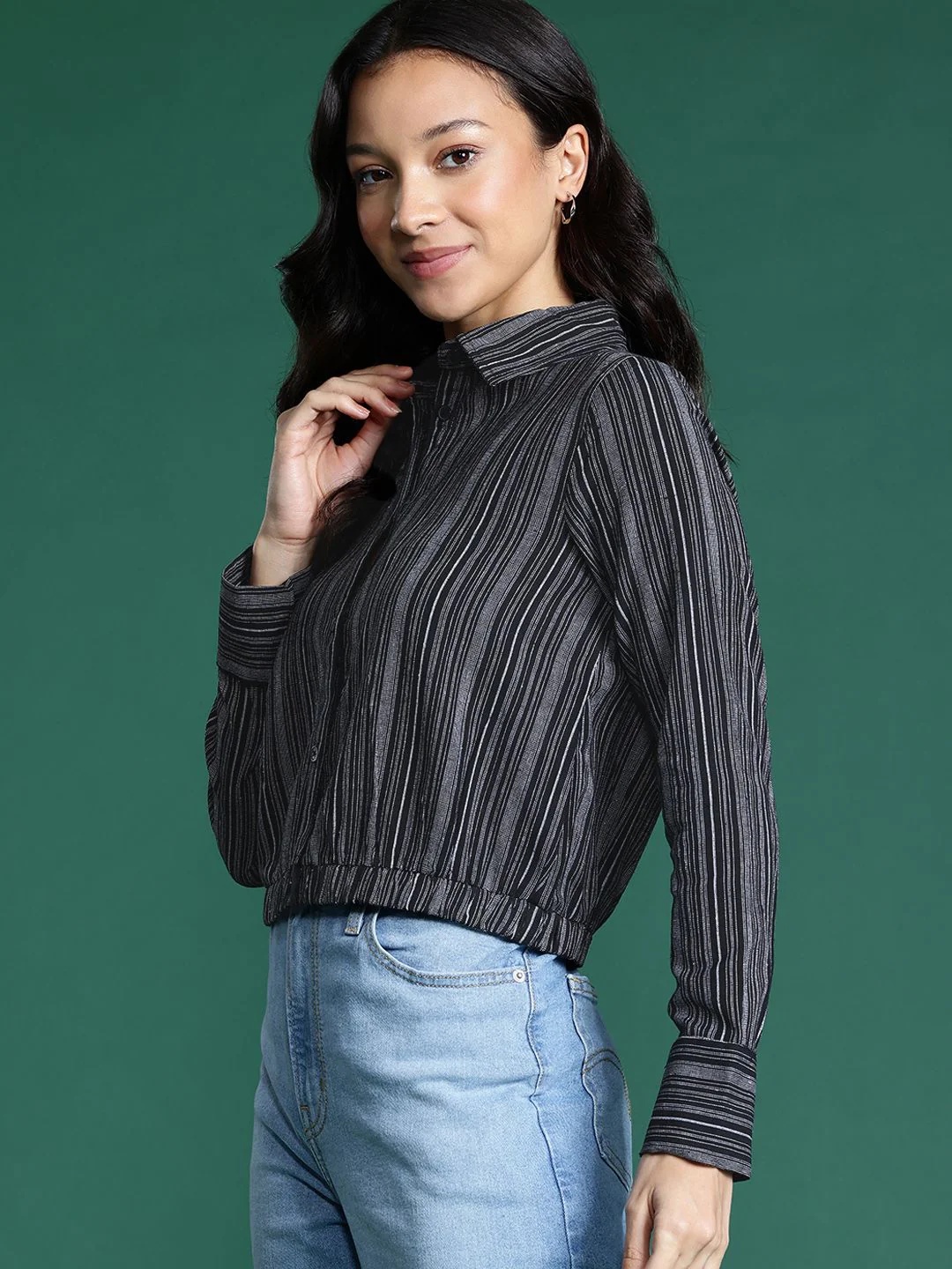 DressBerry Women Pinstripes Opaque Striped Casual Shirt - Image 5