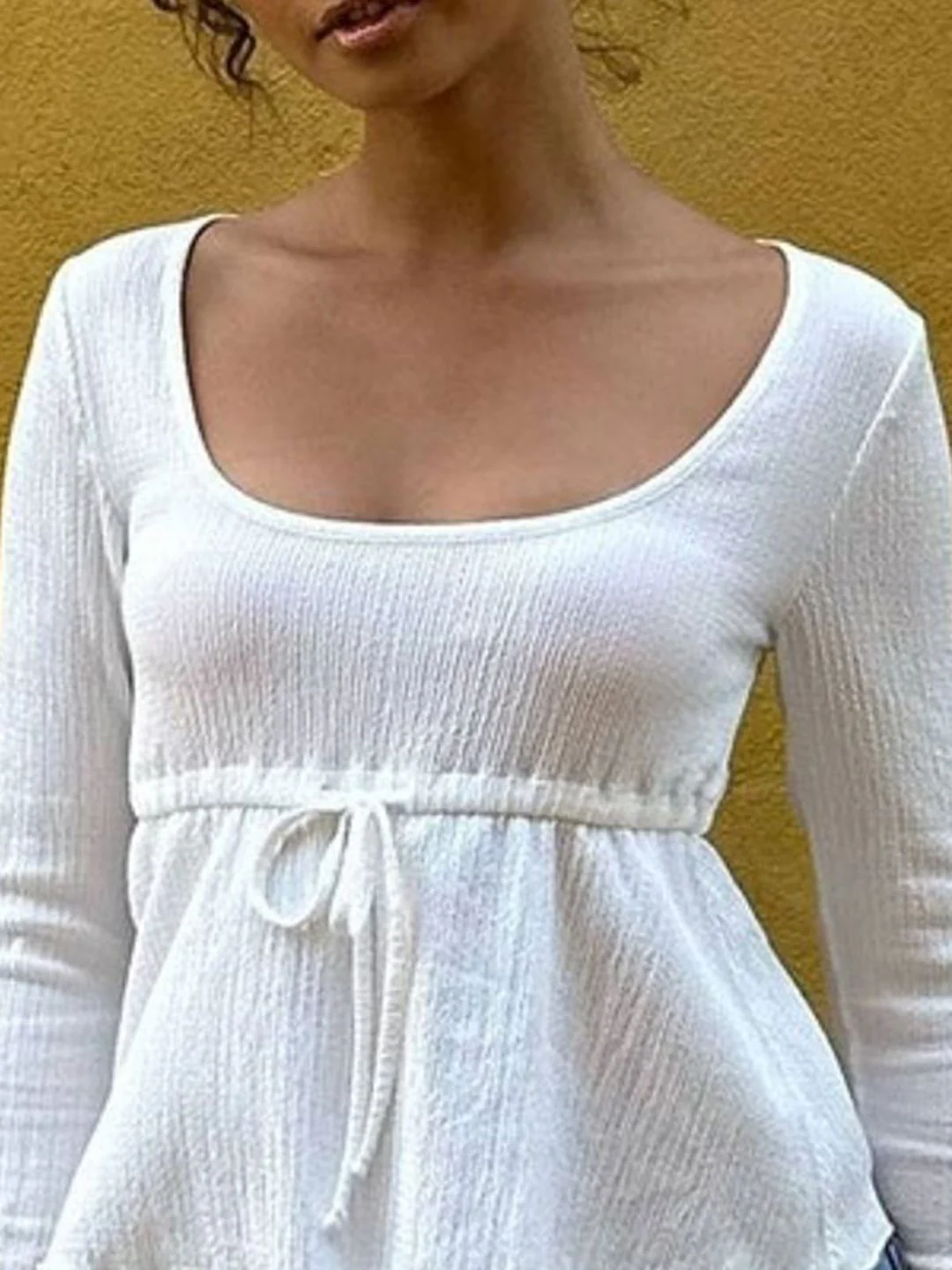 DressBerry Women Ribbed Scoop Nek Waist Tie Ups Top - Image 2