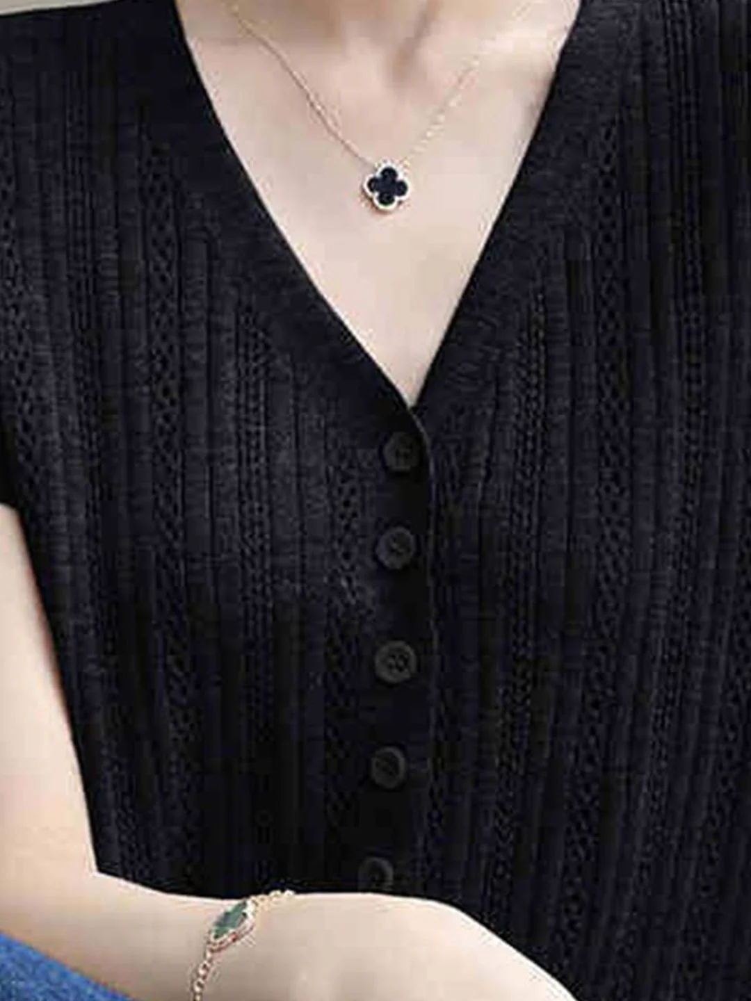 DressBerry Women Ribbed Shirt Style Top - Image 2