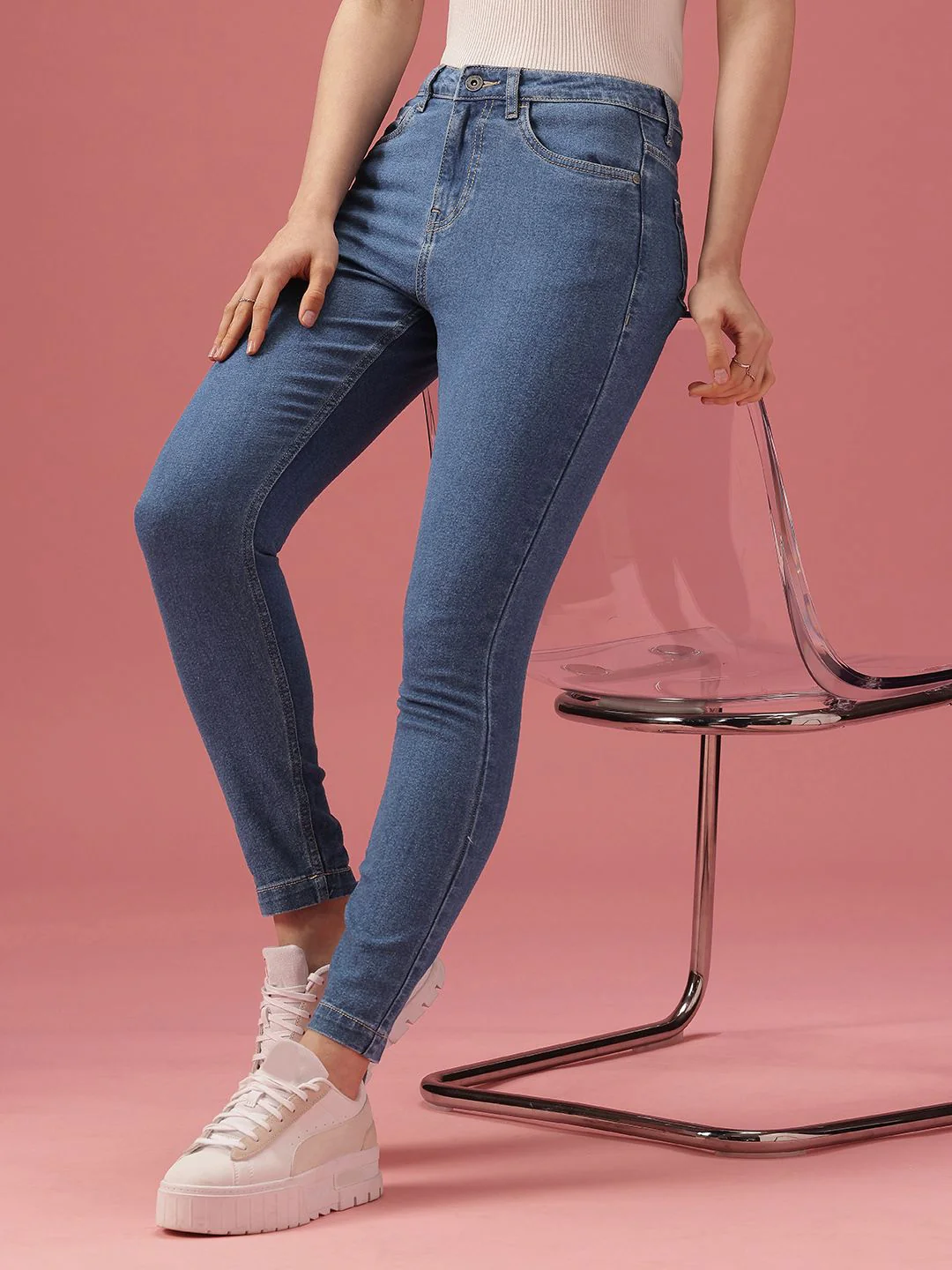 DressBerry Women Skinny Fit High-Rise Light Fade Stretchable Jeans