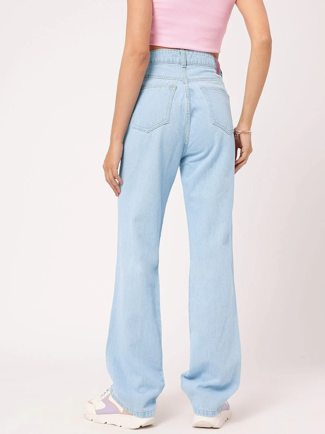 DressBerry Women Slash-Knee Edge Straight Fit Pure Cotton Jeans - Image 5