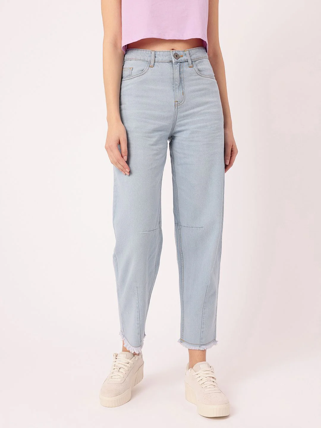DressBerry Women Soft Vibe Slouchy Fit Light Fade Frayed Jeans - Image 3