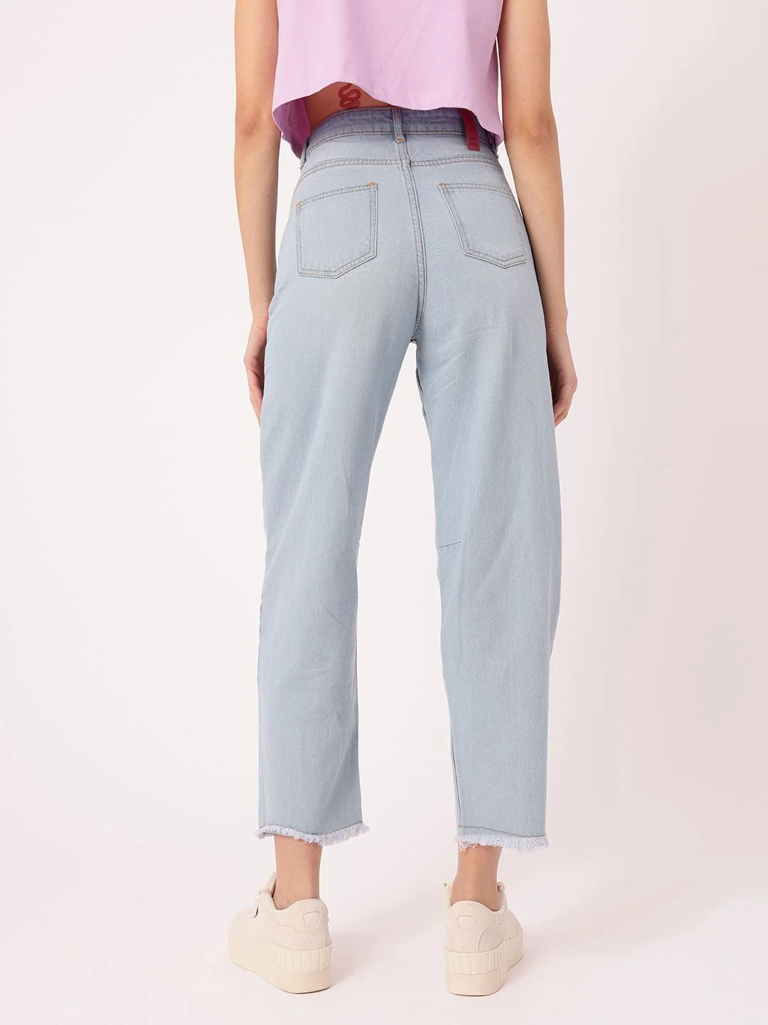 DressBerry Women Soft Vibe Slouchy Fit Light Fade Frayed Jeans - Image 4