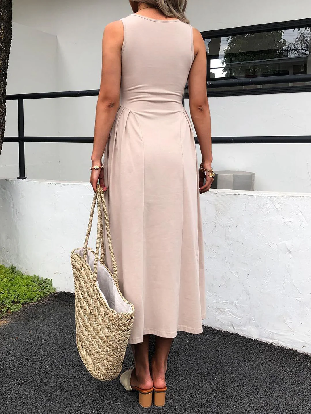 DressBerry  women Solid Fit & Flare Midi Dress - Image 4