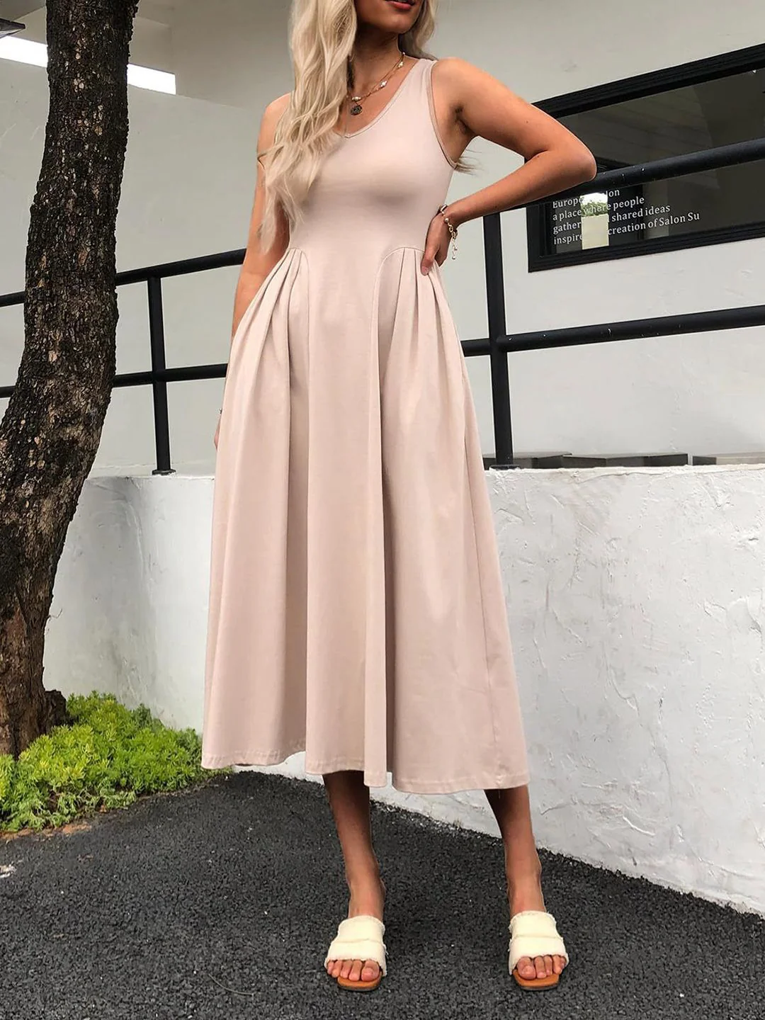 DressBerry  women Solid Fit & Flare Midi Dress - Image 6