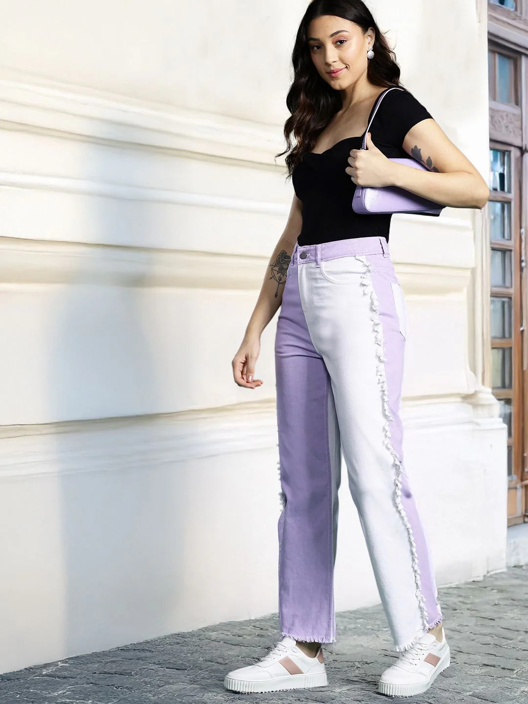 DressBerry Women Straight Fit Colourblocked Stretchable Jeans