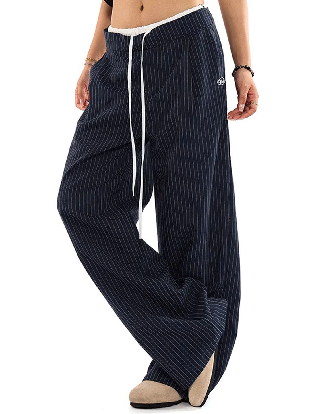DressBerry Women Striped Mid-Rise Korean Pants Trousers - Image 2