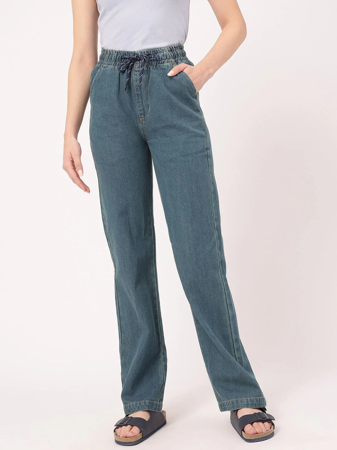 DressBerry Women Timeless Tailored Pure Cotton Straight Fit Jeans - Image 2