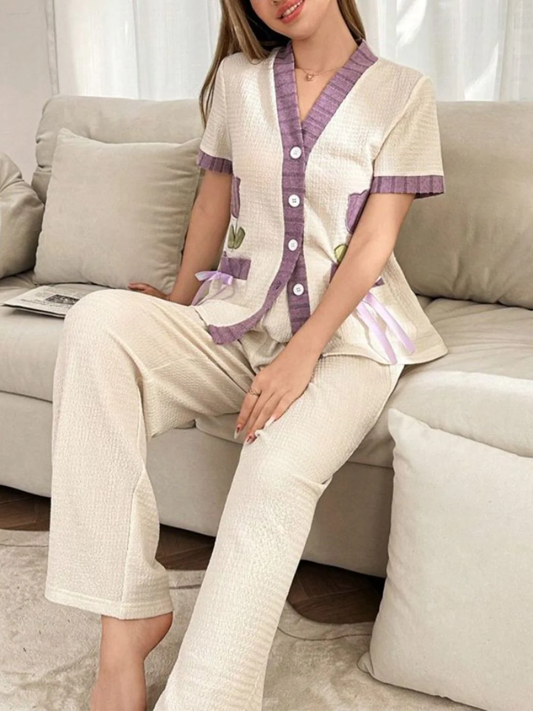 DressBerry Women V-Neck Printed Night suit - Image 4