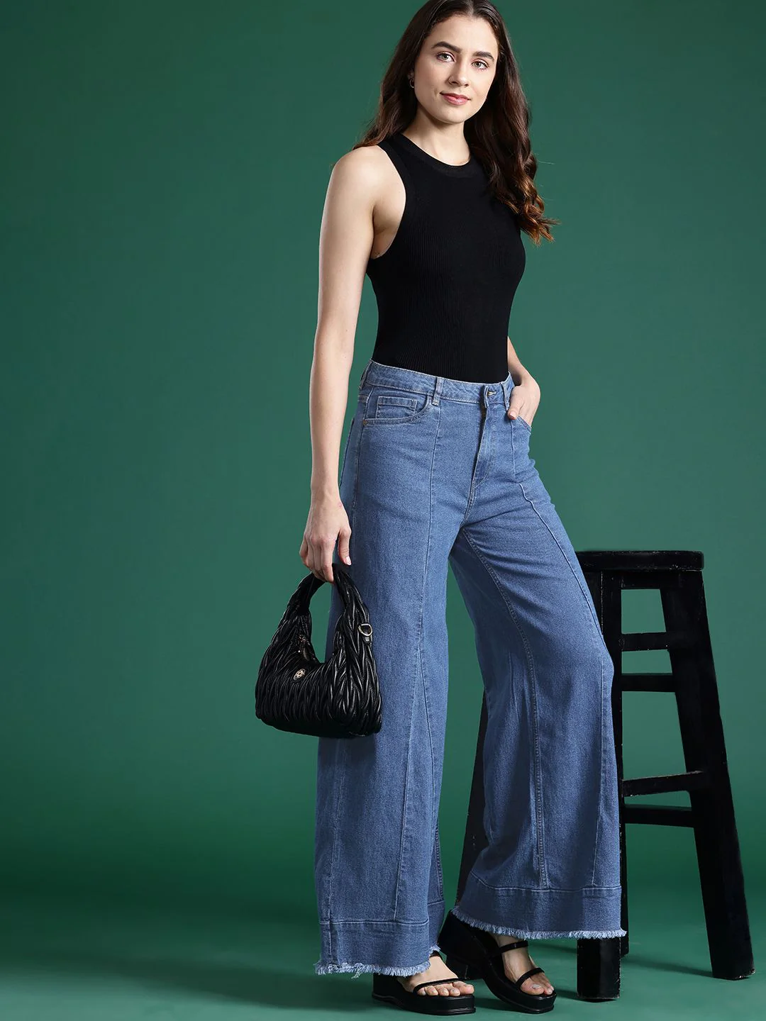 DressBerry Women Wide Leg Panelled Jeans - Image 5