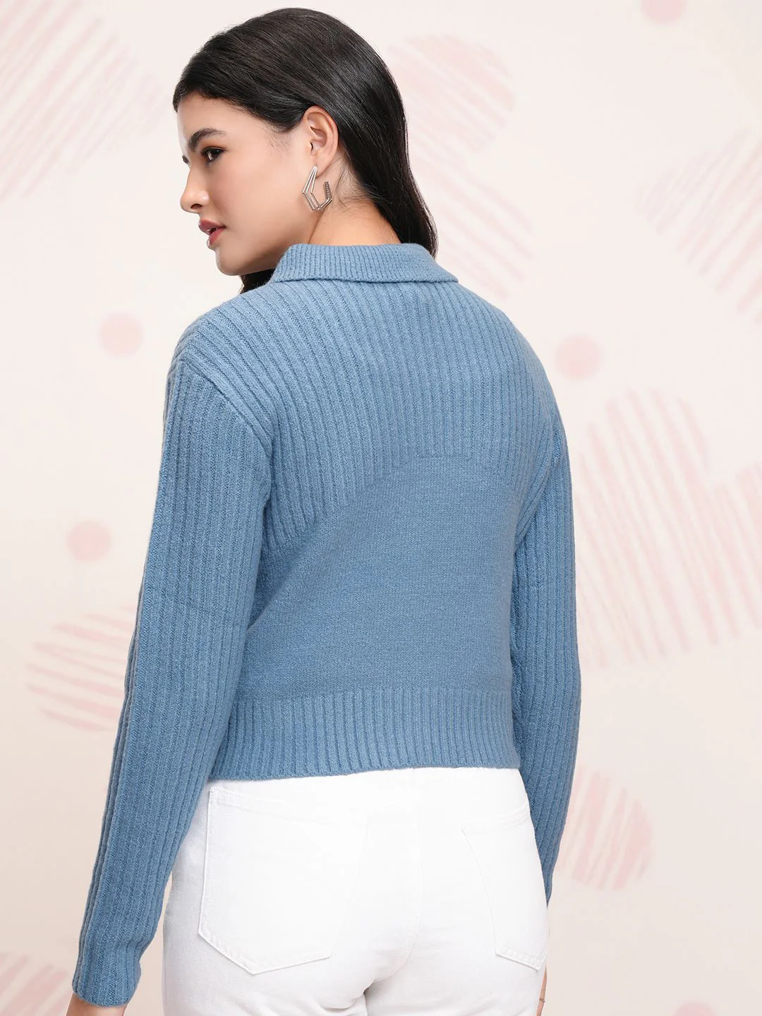 ESPYR By Tokyo Talkies Women Cable Knit with Zip Detail Detail - Image 4