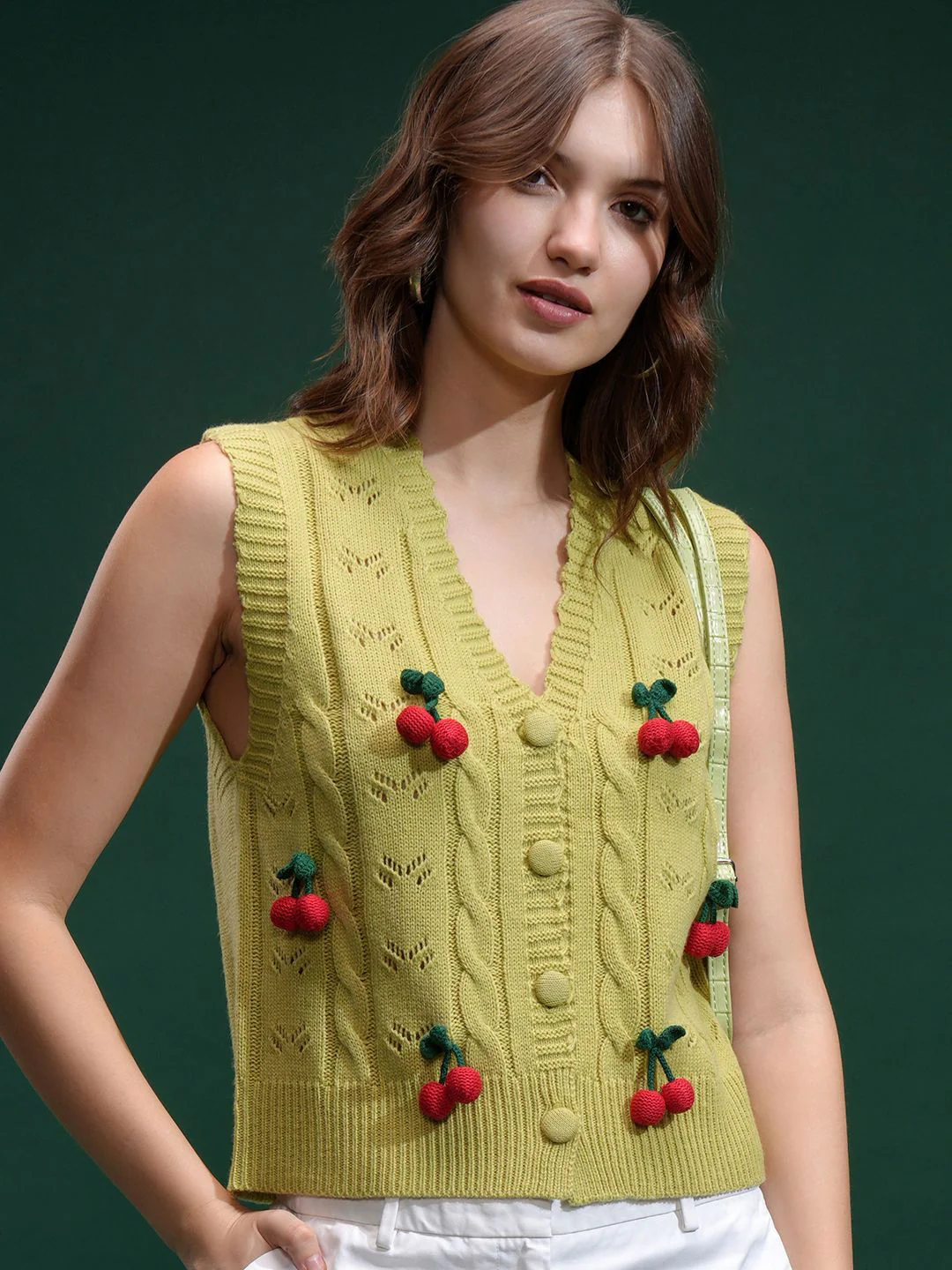 ESPYR By Tokyo Talkies Women Embellished Sleeveless Cardigan Sweater