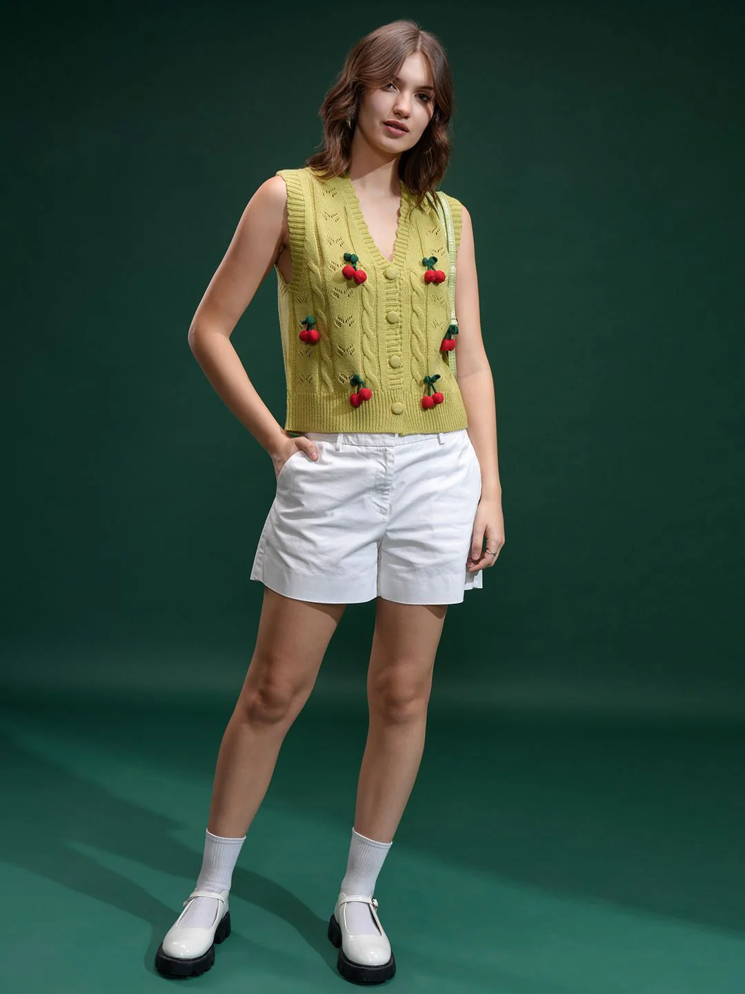 ESPYR By Tokyo Talkies Women Embellished Sleeveless Cardigan Sweater - Image 6