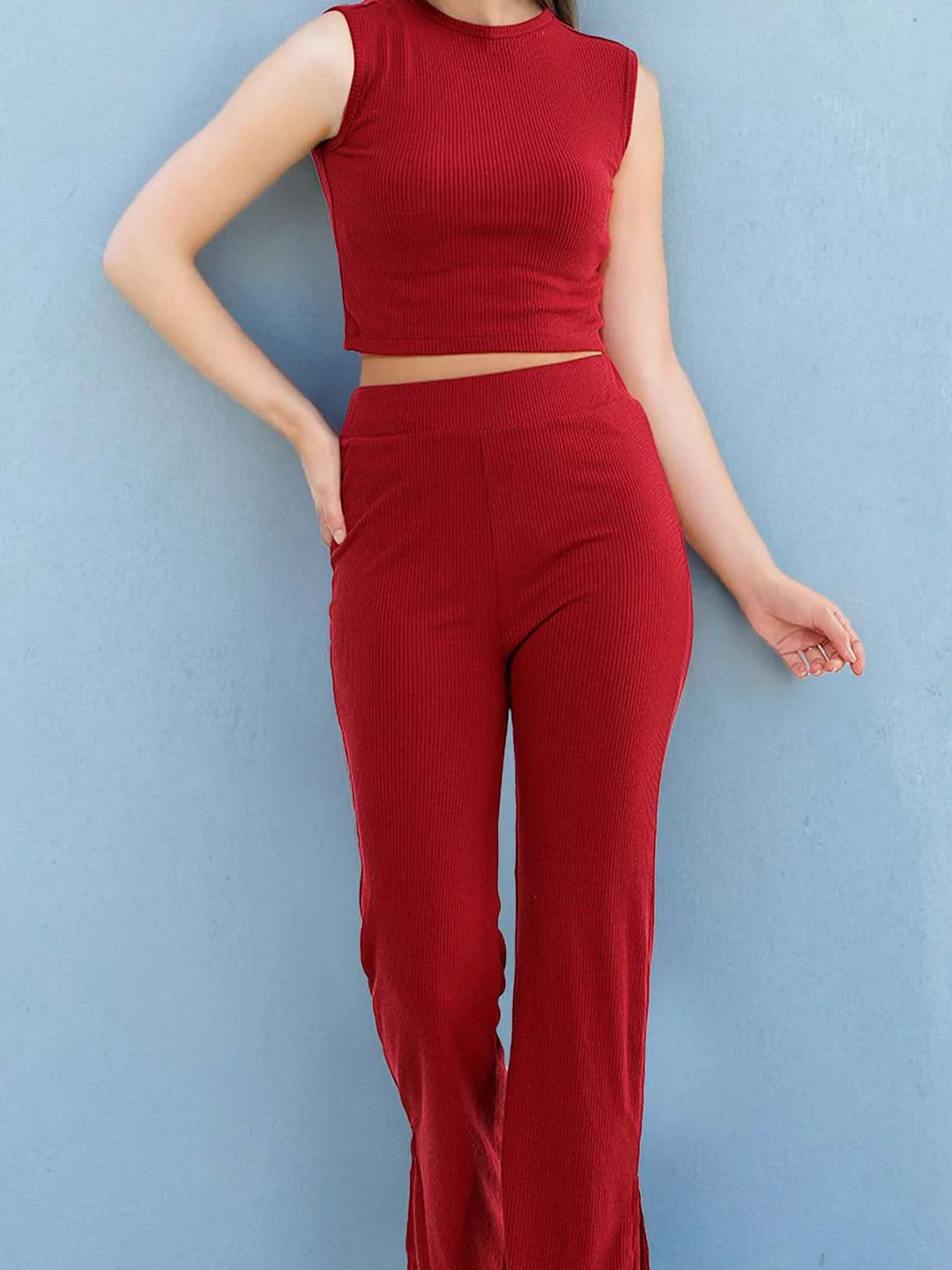 Freehand by The Indian Garage Co Sleeveless Crop Top & Trouser - Image 3