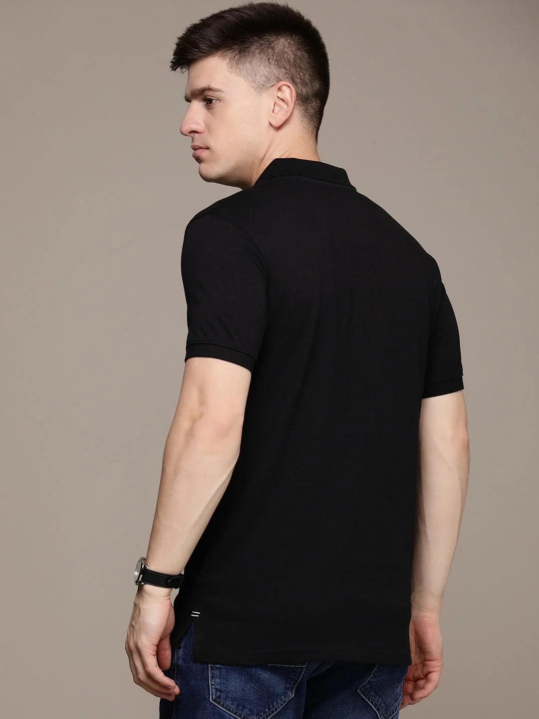 French Connection Brand Logo Printed Polo Collar Pure Cotton T-shirt - Image 4