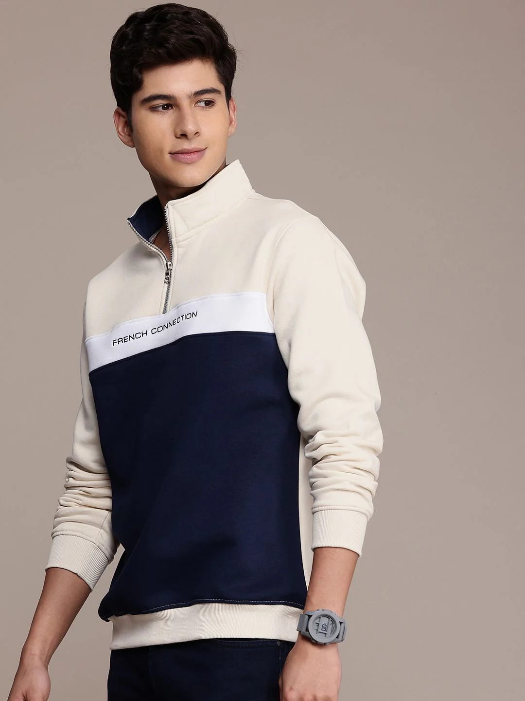 French Connection Colourblocked Mock Collar Sweatshirt - Image 5