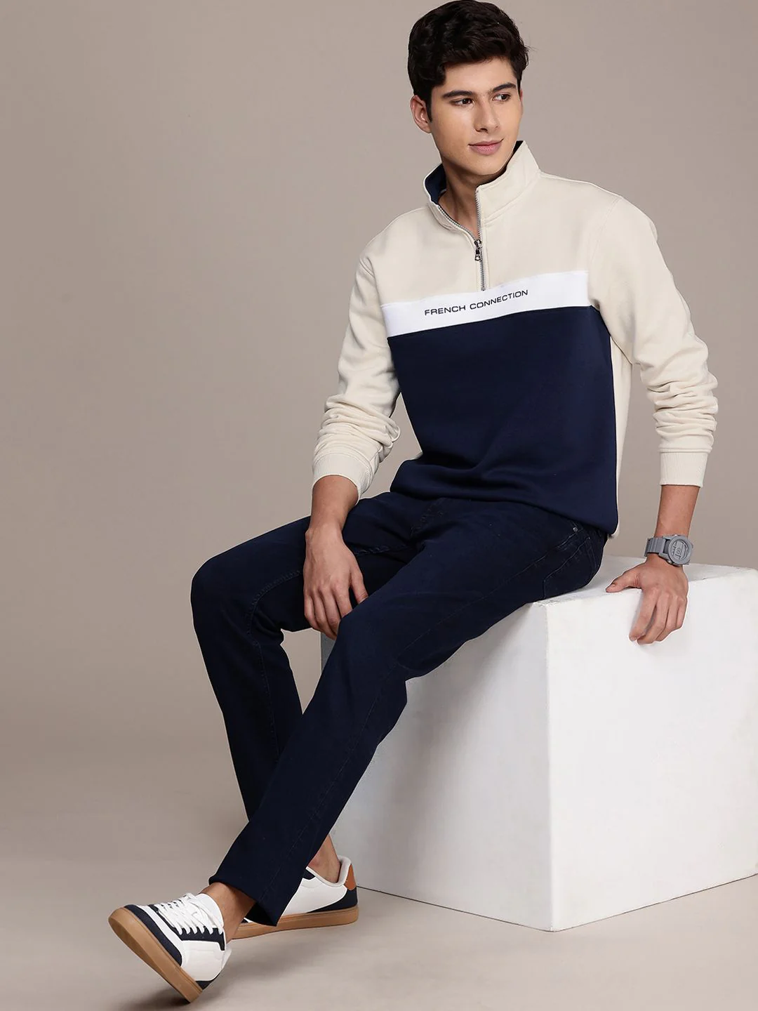 French Connection Colourblocked Mock Collar Sweatshirt - Image 6
