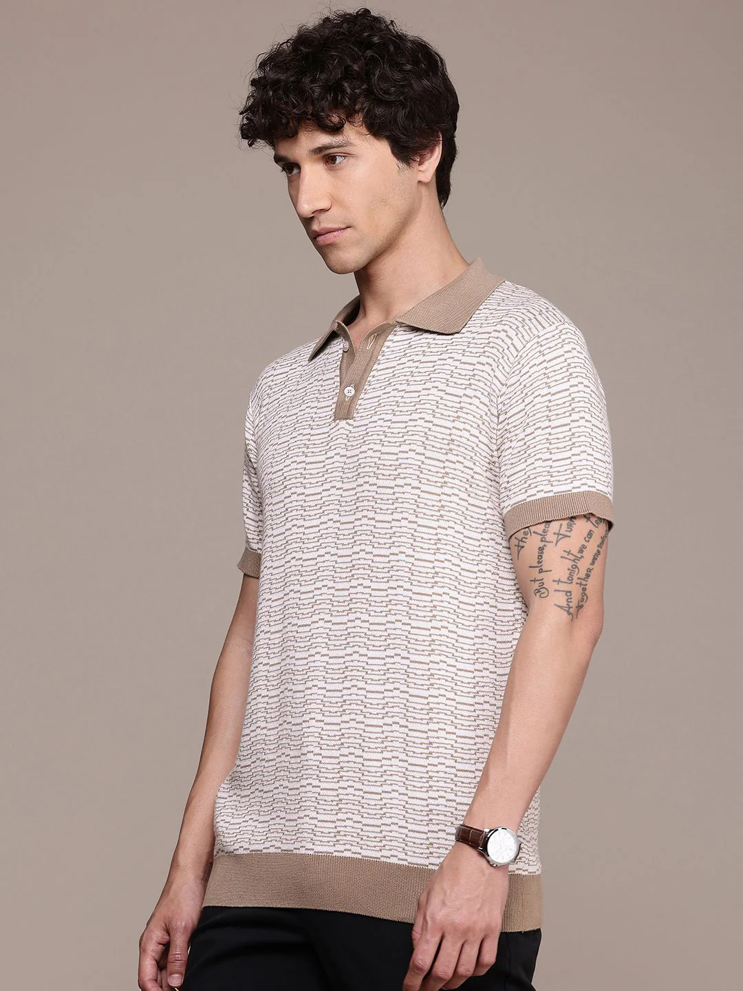 French Connection Knitted Polo Collar Bio Finish T-shirt - Image 5
