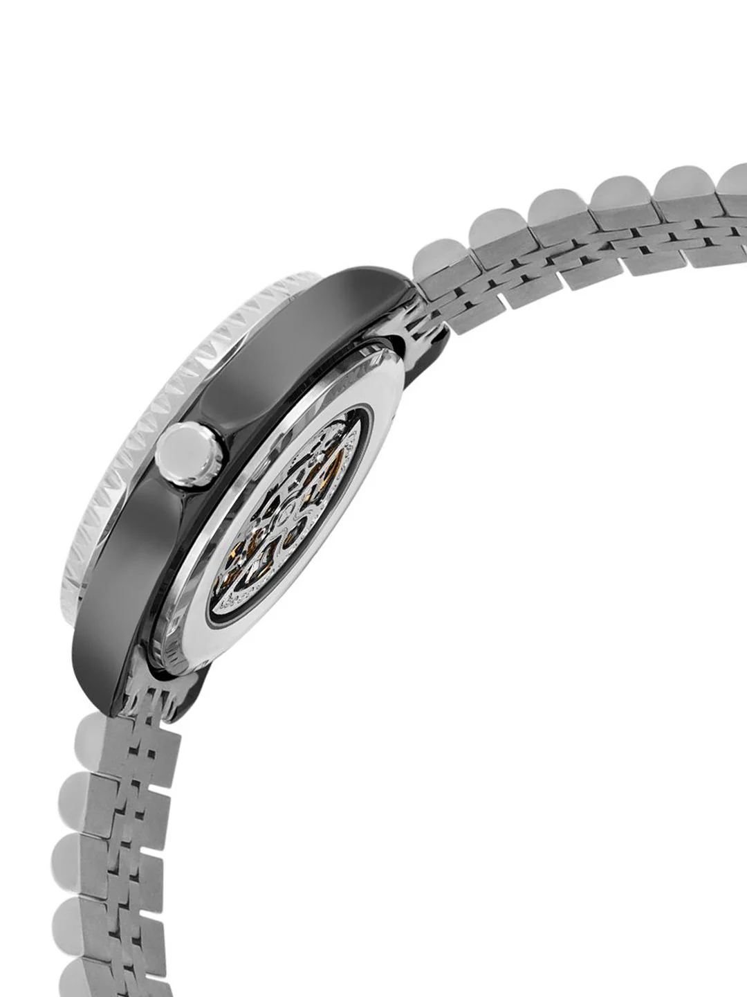 French Connection Men Skeleton Dial & Stainless Steel Bracelet Style Straps Analogue Automatic Motion Watch - Image 3